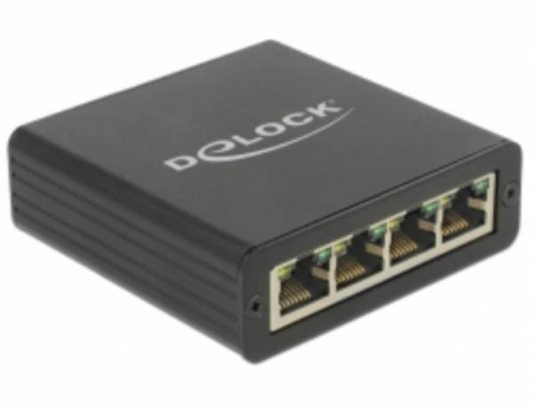 Delock USB 2.0 adapter [1x złącze żeńskie DC 5,5 mm, Gniazdo USB-B - 4x złącze żeńskie RJ45] 62966 0.8 m