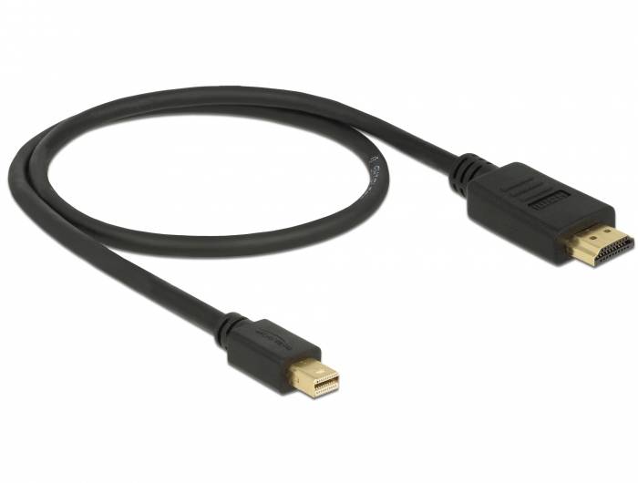 Czarny kabel z wtyczką HDMI po jednej stronie i wtyczką Mini-HDMI po drugiej stronie.