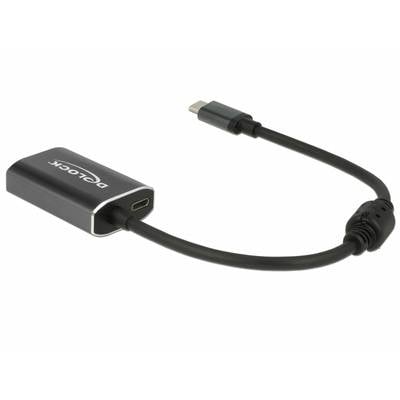 Czarny kabel adapter USB-C do DisplayPort firmy Delock, przeznaczony do podłączania urządzeń z interfejsem USB-C do monitorów wyposażonych w złącze DisplayPort.