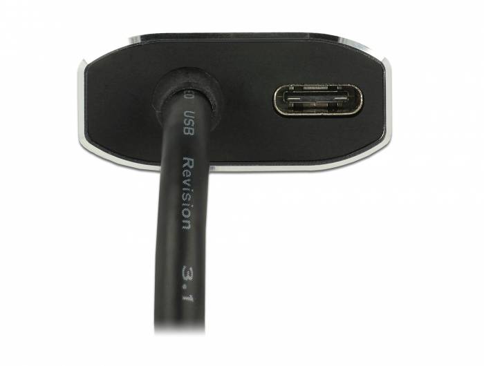 Wtyczka USB-C obok kabla USB oznaczonego jako rewizja USB 3.1.