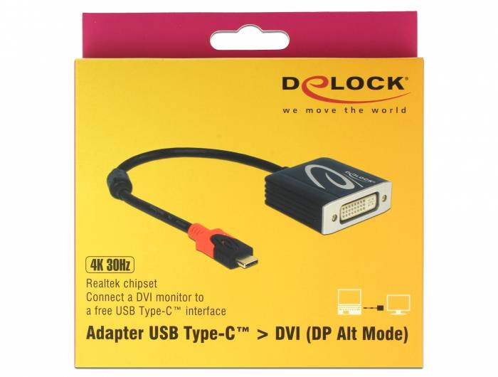 Delock USB 2.0 adapter [1x złącze męskie USB-C - 1x złącze żeńskie DVI 29-pin] 61213 0.2 m-1