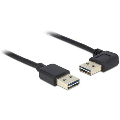 Dwa czarne kable USB z różnymi wtyczkami: jeden prosty i jeden pod kątem prostym.