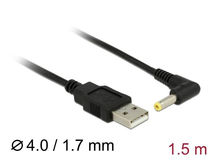 Kabel USB z wtyczką 4,0/1,7 mm, długość 1,5 m.