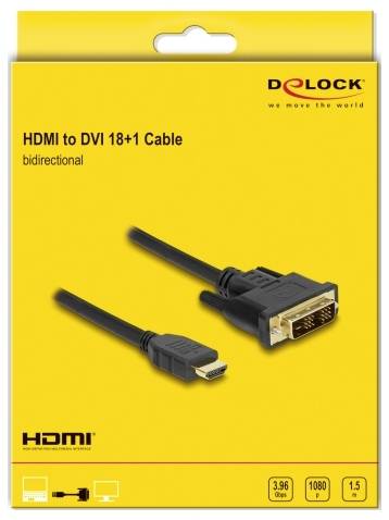 Kabel HDMI na DVI 18+1, dwukierunkowy, długość 1,5 m