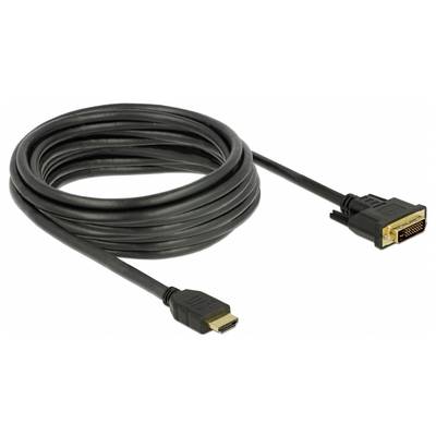Czarny kabel DVI-HDMI, odpowiedni do podłączenia komputera z monitorem lub telewizorem w celu transmisji wideo.