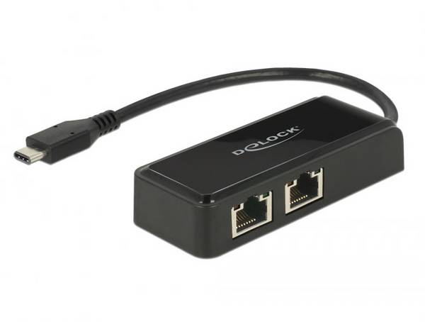 Delock USB 2.0 adapter [1x złącze męskie USB-C - 1x złącze żeńskie RJ45] 63927 0.2 m