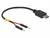 Przewód adapter USB-C z dwoma złączami kabli przerzutowych, w kolorach czerwonym i czarnym, do połączeń elektronicznych.