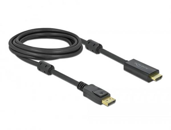<br> Delock<br> DisplayPort / HDMI<br> kabel<br> Złącze DisplayPort, Wtyczka HDMI-A<br> 3 m<br> czarny<br> 85957<br> styki pozłacane , 4K UHD<br> Kabel DisplayPort<br>