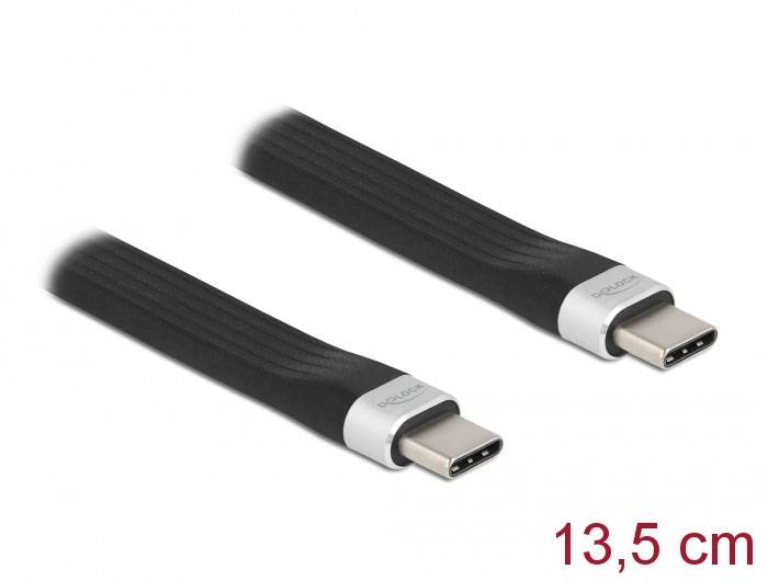 Dwa czarne kable USB-C z białymi wtyczkami, długość 13,5 cm.