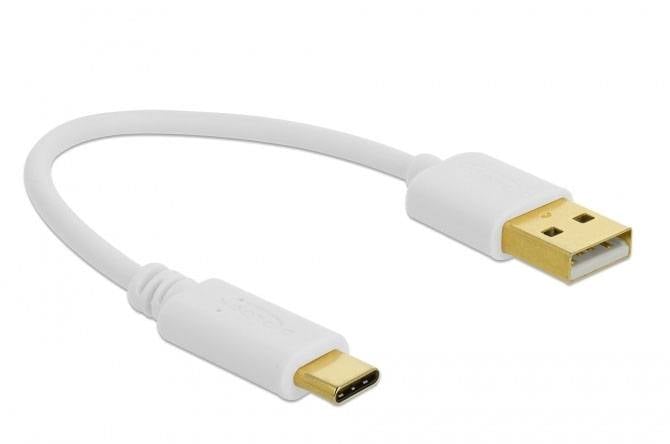 USB-кабель Delock USB-A чоловічий, USB-C® чоловічий 0,15 м білий 85355