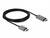 Czarny kabel z wtyczką DisplayPort na jednym końcu i wtyczką HDMI na drugim, używany do połączeń wideo i audio.
