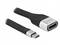 Czarny kabel USB-C na HDMI firmy Delock, o płaskiej konstrukcji. Po lewej stronie znajduje się wtyczka USB-C, a po prawej złącze HDMI.