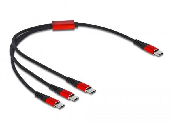 Delock Kabel do ładowania USB USB 2.0 Złącze męskie USB-C®, Złącze męskie USB-C®, Złącze męskie USB-C®, Złącze męskie USB-C® 0.30 m czarny, czerwony 86712