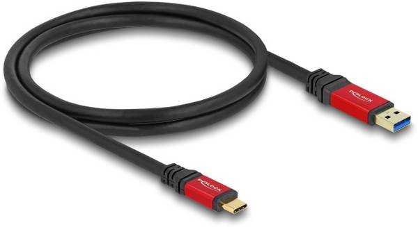 Delock Kabel USB   Złącze męskie USB-A, Złącze męskie USB-C® 1.00 m czarny, czerwony  80617