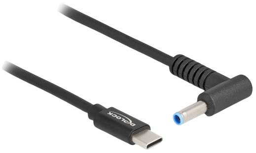 'Kabel adaptera Delock: wtyk USB-C do wtyczki DC, 1 metr, czarny.'