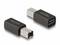 Dwa czarne adaptery firmy DeLOCK. Adapter posiada złącze USB-C po jednej stronie i inne, kwadratowe złącze po drugiej stronie.