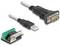 Konwerter USB na RS232 z kablem i adapterem. Adapter posiada kilka złączy, odpowiednich dla interfejsów szeregowych.