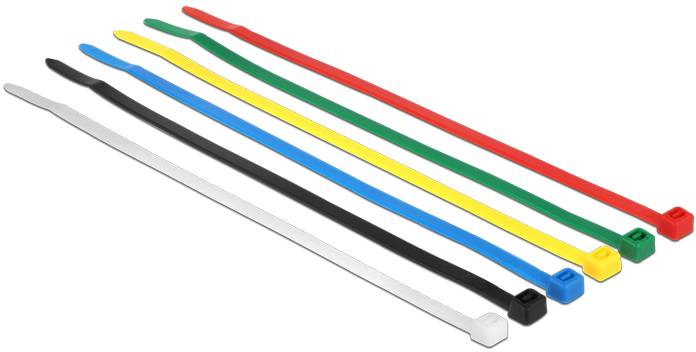 Набір кабельних стяжок Delock 18626 чорний, синій, зелений, червоний, прозорий, жовтий 100 шт.