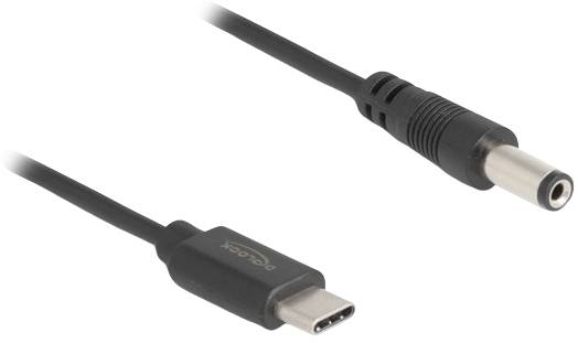 Зарядний кабель Delock USB-C® чоловічий, штекер постійного струму 5,5 мм 1,00 м Чорний 85397