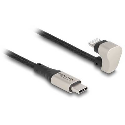 Dwa adaptery kablowe z różnymi złączami: jeden z USB-C, drugi z prostopadłym złączem Lightning.
