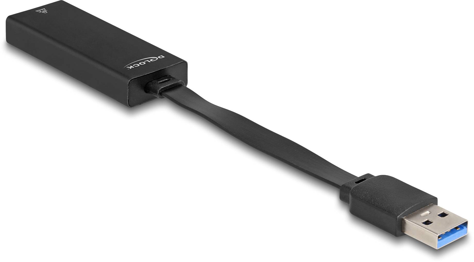 Czarny zewnętrzny dysk SSD z interfejsem USB 3, płaski i kompaktowy, idealny do szybkiego przesyłania danych.