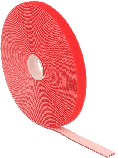 Delock 18720 Taśma rzepowa do wiązania element z pętelkami i haczykami (D x S) 10 m x 13 mm czerwony 1 szt.