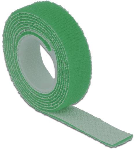 Delock 18725 Taśma rzepowa do wiązania element z pętelkami i haczykami (D x S) 1 m x 13 mm zielony 1 szt.