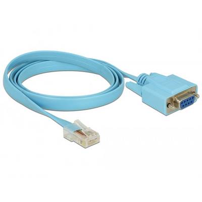 Jasnoniebieskie przewód z wtyczką VGA na jednym końcu i wtyczką RJ45 na drugim, przeznaczony do połączeń sieciowych.