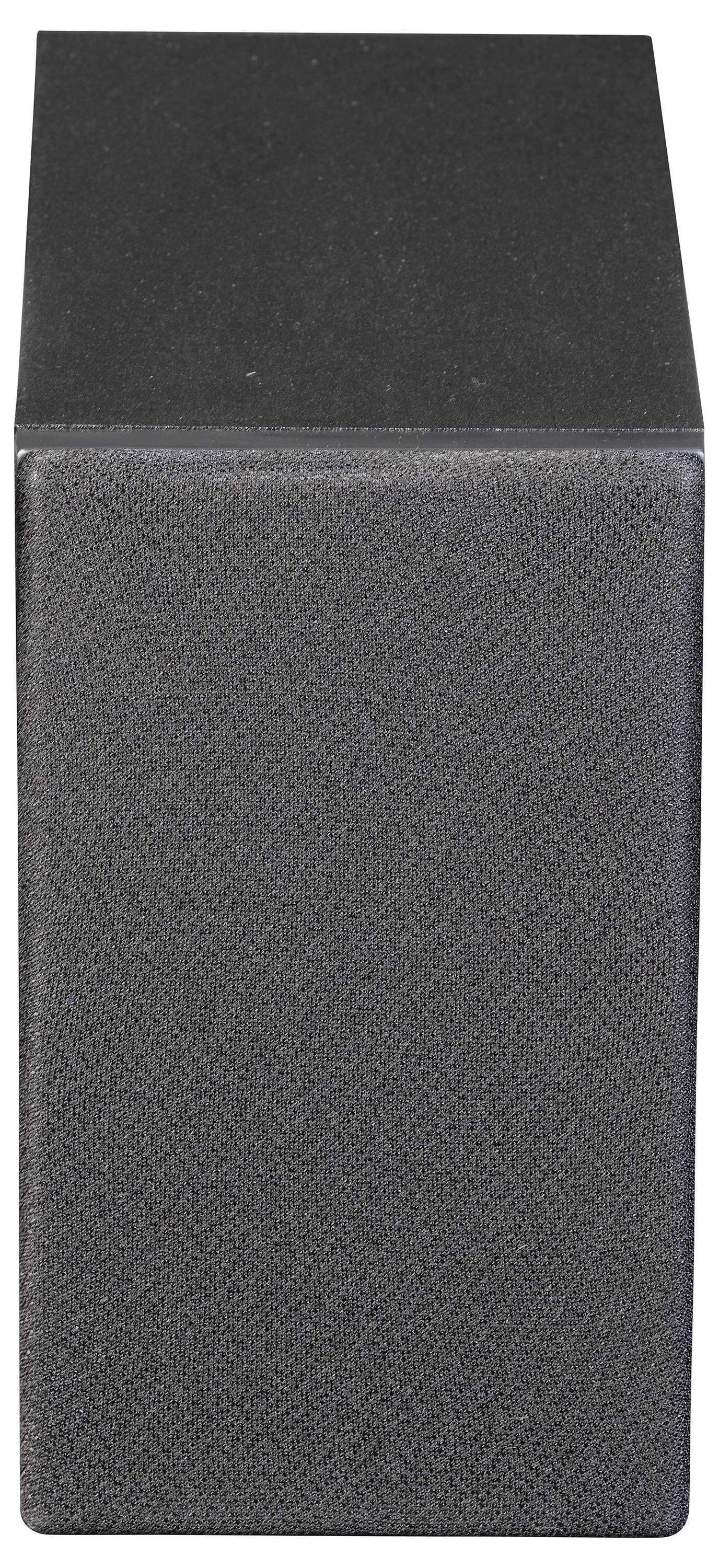 Czarny, prostokątny blok z pianki, używany jako pomoc podczas zajęć jogi. Twardy i stabilny, doskonały do wspierania ćwiczeń.