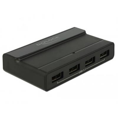 Delock 64053 USB-Hub 4 porty USB-A USB 3.1 Gen2 10 GBit/s z wtyczką USB-C czarny 64053-0