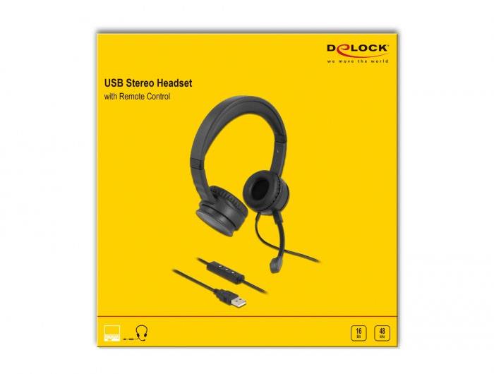 Delock 27180 Słuchawki nauszne przewód czarny zestaw słuchawkowy Telefon-2