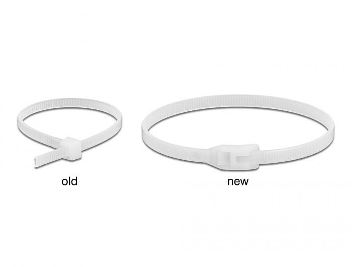 Кабельні стяжки Delock 19491 чорні, прозорі з плоскою головкою, 100 шт.