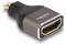 Czarny adapter HDMI firmy Delock z gniazdem HDMI po jednej stronie i gniazdem Micro-USB po drugiej stronie.