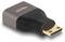 Adapter Mini DisplayPort w czarno-metalowo-szarej obudowie, przystosowany do łączenia urządzeń wyposażonych w złącza DisplayPort.