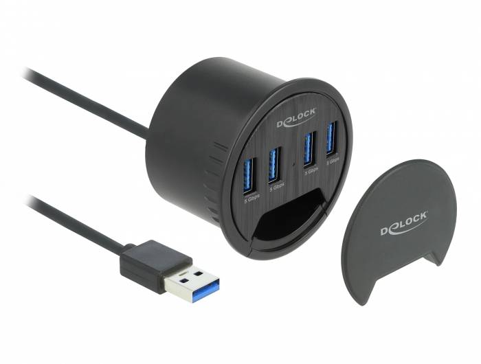 Delock 64153 USB-Hub 4 porty USB-A USB 3.2 Gen1 5 GBit/s czarny 64153