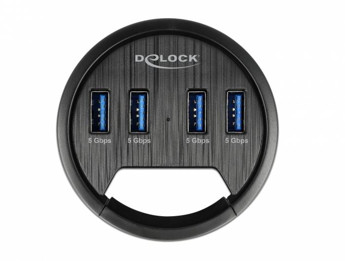 Delock 64153 USB-Hub 4 porty USB-A USB 3.2 Gen1 5 GBit/s czarny 64153-3
