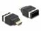 Dwa czarne adaptery z gniazdami HDMI i DisplayPort, prezentowane z różnych perspektyw.