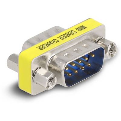 Adapter 'Mini Gender Changer', dwustronnie oznaczony na żółto i metaliczny, 9-stykowy. Łączy i konwertuje interfejsy.