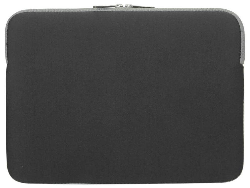 Szara, melanżowa torba ochronna na laptopa z zamkiem błyskawicznym u góry, odpowiednia do transportu lub zabezpieczenia komputera przenośnego.