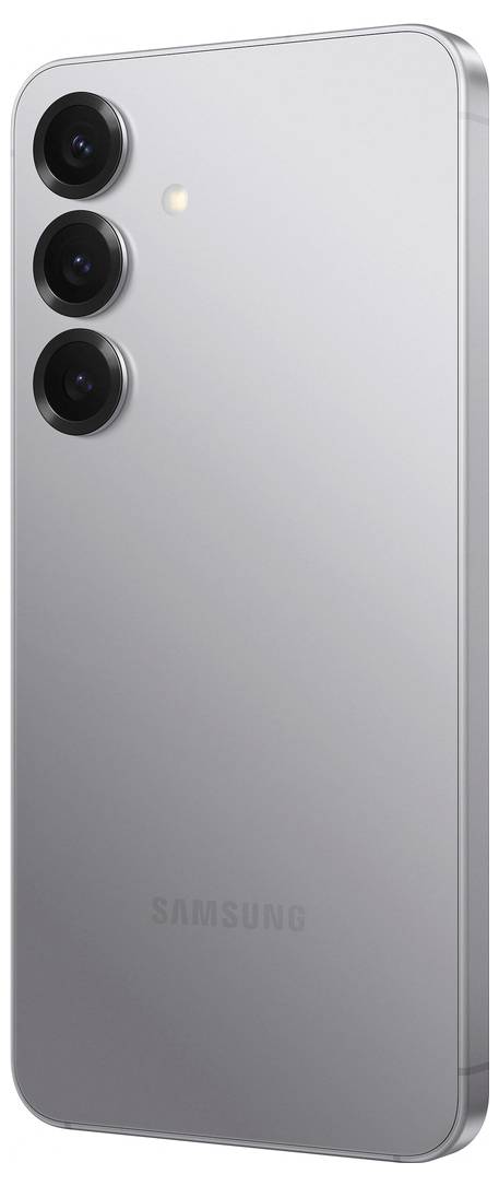 Nowoczesny smartfon z trzema obiektywami aparatu z tyłu, obudowa w kolorze srebrnym, logo 'Samsung' na dole.