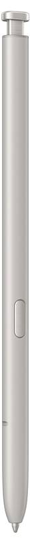 Srebrny, cylindryczny rysik z przyciskiem z boku, przeznaczony do urządzeń z ekranem dotykowym, spoczywa na neutralnym tle.