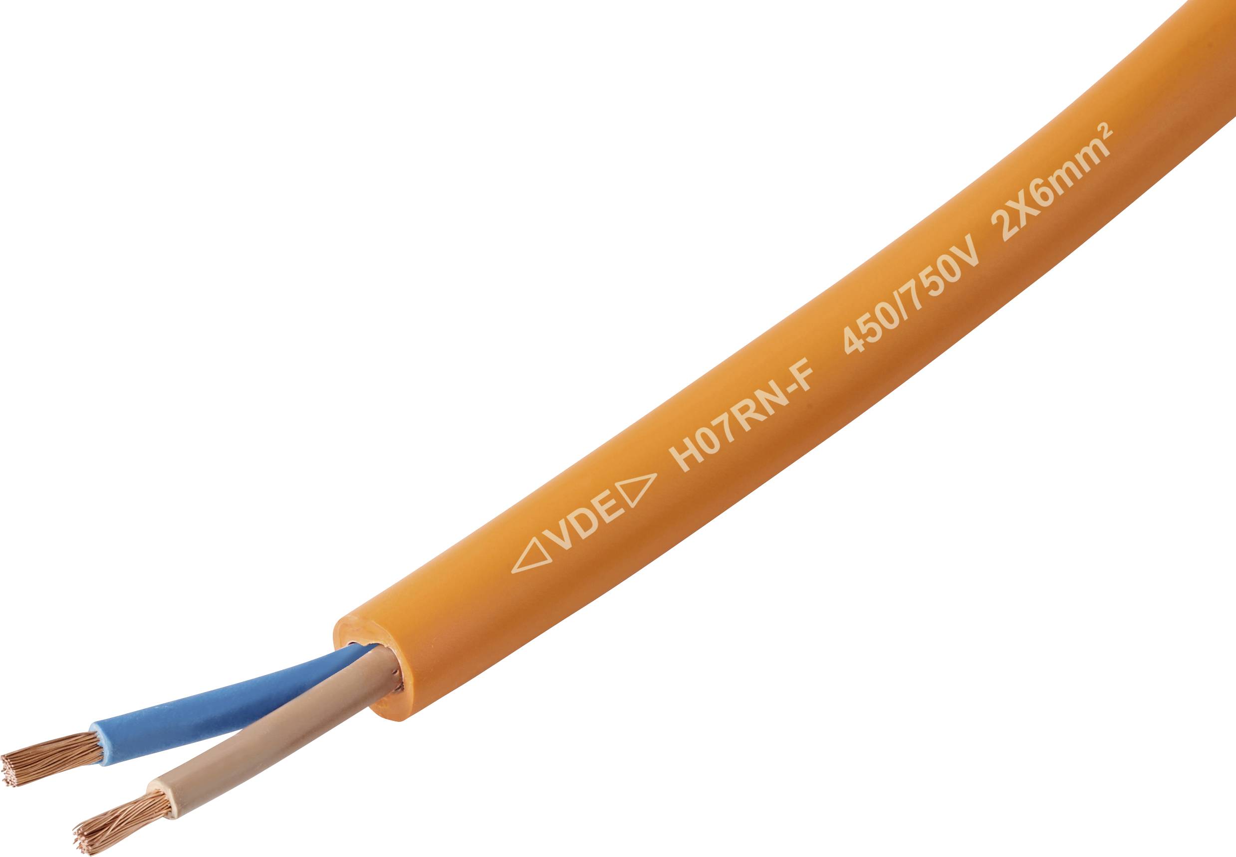 TRU COMPONENTS TC-13536996 Кабель у гумовій оболонці, 2 x 6 мм², Коричневий, Синій, Кількість продуктів на погонний метр, Помаранч