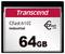 Karta pamięci Transcend CFast 610I Industrial 64GB z czerwonym logo marki na górze. Przeznaczona do zastosowań przemysłowych.