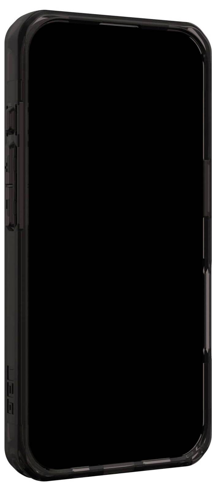 Nowoczesny smartfon z dużym, czarnym ekranem i cienką ramką, ustawiony w pozycji horyzontalnej.