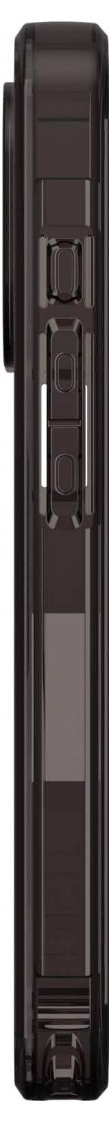 Czarny telefon komórkowy widziany z boku, z widocznym obiektywem aparatu i przyciskami sterującymi.