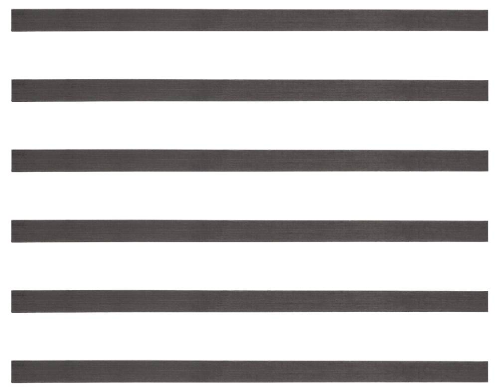 Sześć równoległych, poziomych czarnych linii na białym tle.