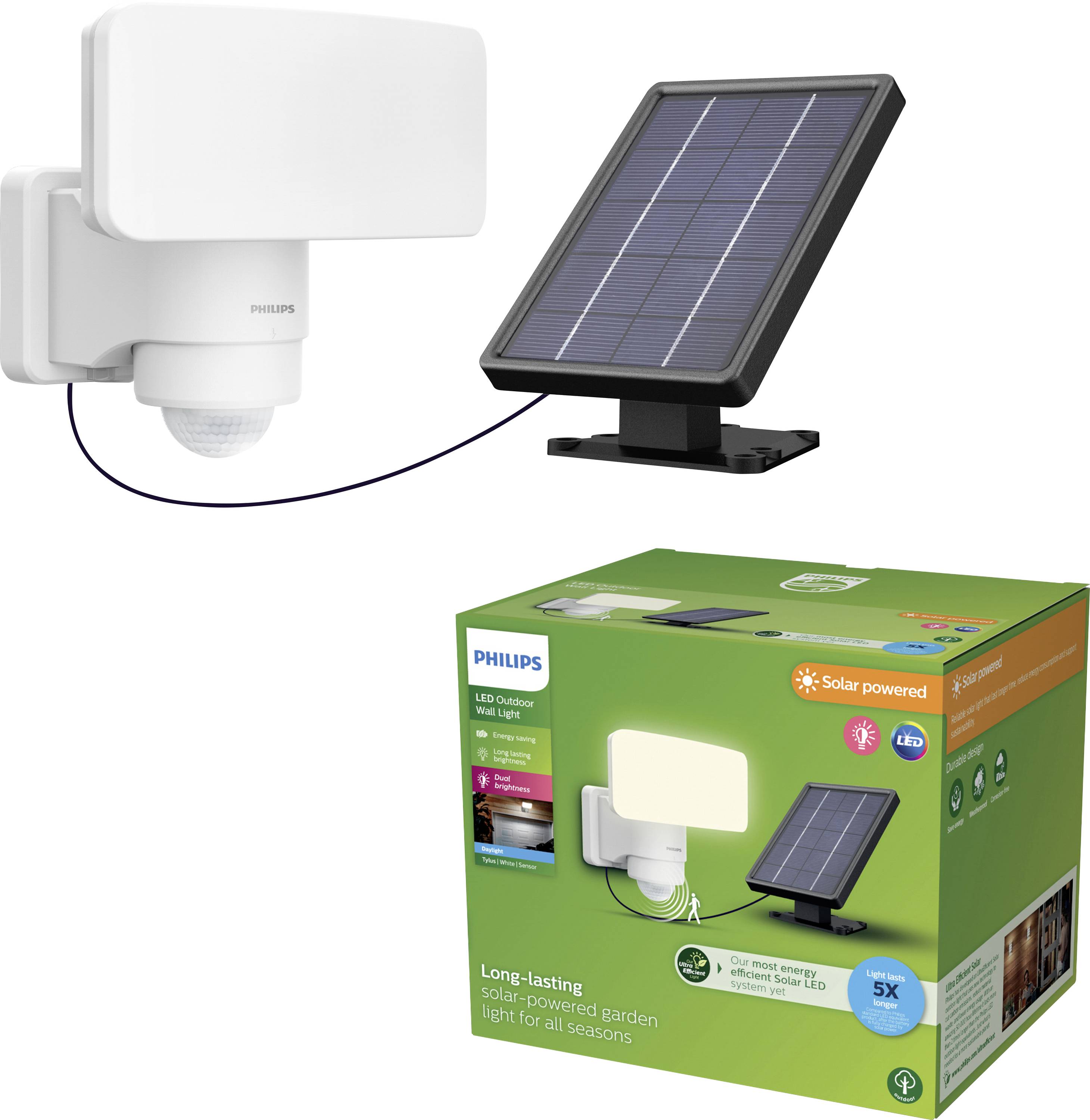 Lampa ścienna solarna z czujnikiem ruchu Philips LED Tylus 929004632201 6 W 1000.00 lm IP44