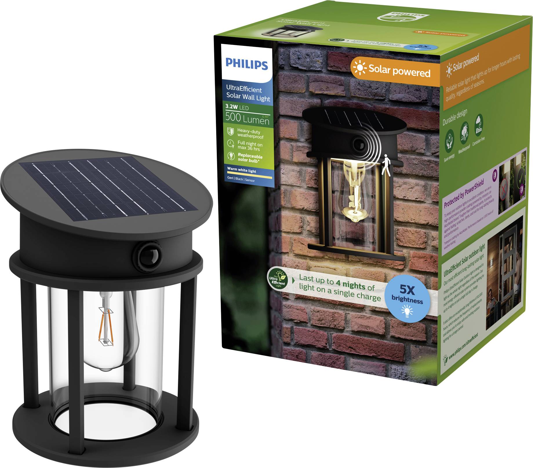 Lampa ścienna solarna z czujnikiem ruchu Philips LED Geri 929004633001 3.2 W IP44