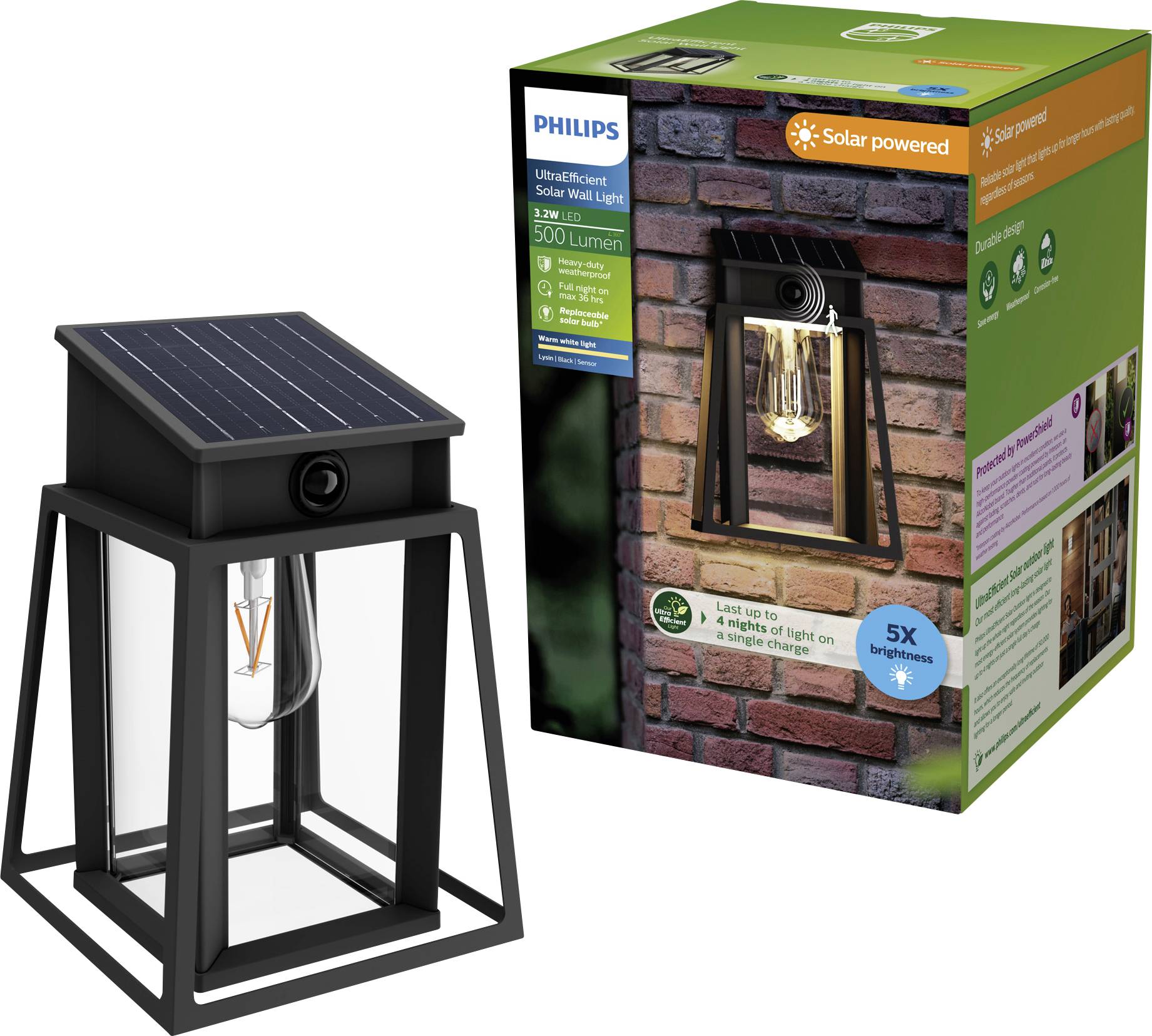 Lampa ścienna solarna z czujnikiem ruchu Philips LED Lysin 929004632801 3.2 W IP44
