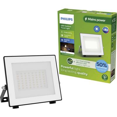 Reflektor LED firmy Philips w opakowaniu. Pudełko informuje o '50% mniejszym zużyciu energii'. Kluczowe cechy: trwałość i intensywne światło.